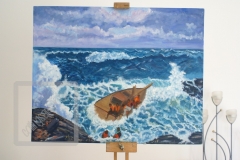 Gail-Collings-Peril-At-Sea-In-Style-Of-Homer-Oil-On-Canvas
