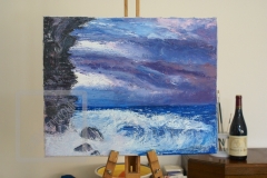 Gail-Collings-Rough-Seas-In-The-Sunset-£125-knife-painting-oil-on-canvas