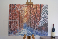 Gail-Collings-Snow-Scene-In-The-Setting-Sun-Oil on canvas